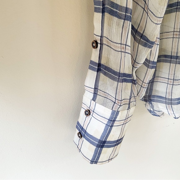 ATM Anthony Thomas Melillo Plaid Silk Shirt in Midnight/Salmon Size M - Picture 8 of 10